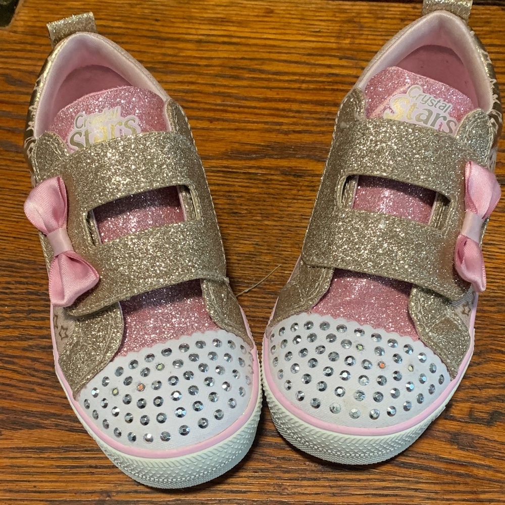 Skechers Pink and Gold Glitter Kids Sneakers